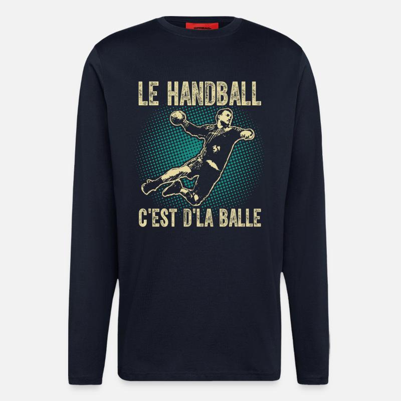 Le handball c'est d'la balle - Manches longues bio décontracté fabriqué en UE - DARK NAVY