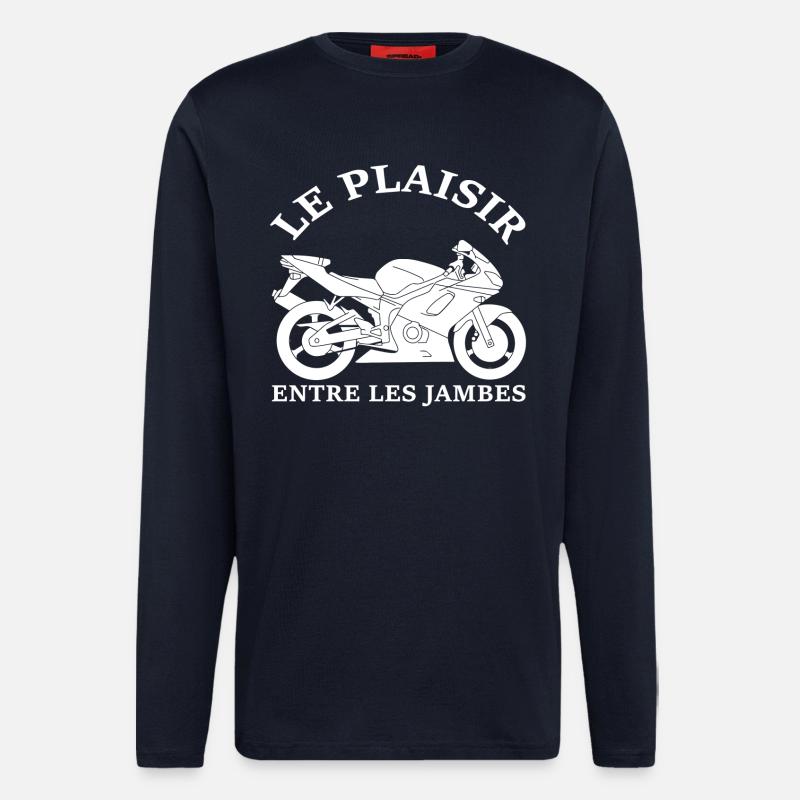 Le plaisir de la moto - Manches longues bio décontracté fabriqué en UE - DARK NAVY