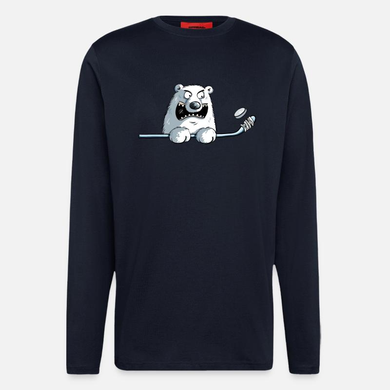Cooler Eisbär Mit Eishockeyschläger I Eishockey - Langarmshirt - made by SPREAD  - DARK NAVY