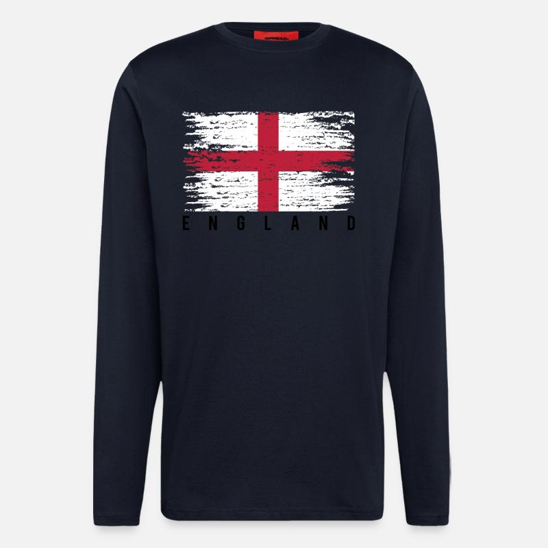 Croix d'Angleterre distressed - Manches longues bio décontracté fabriqué en UE - DARK NAVY