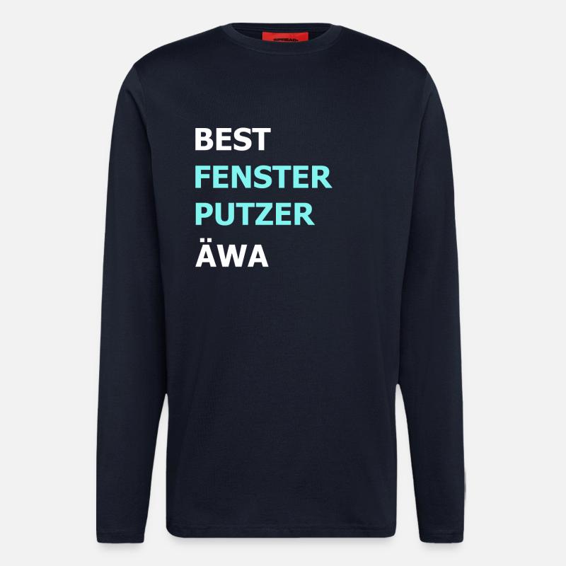 Bester Fensterputzer Reiniger Hausmann Geschenk - Langarmshirt - made by SPREAD  - DARK NAVY