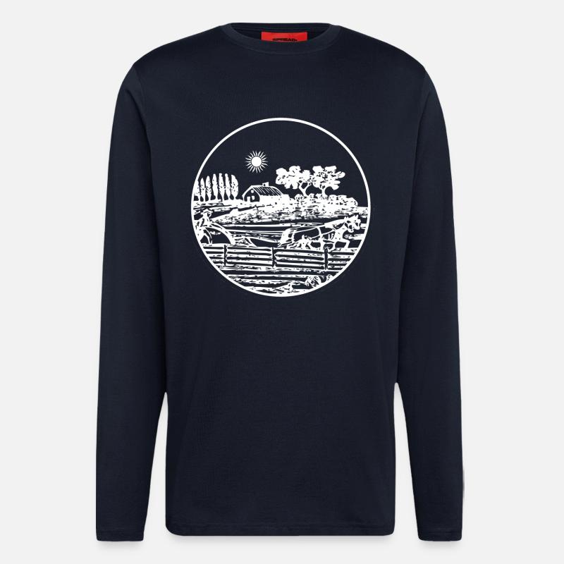 Landschaftssilhouette am See - Langarmshirt - made by SPREAD  - DARK NAVY