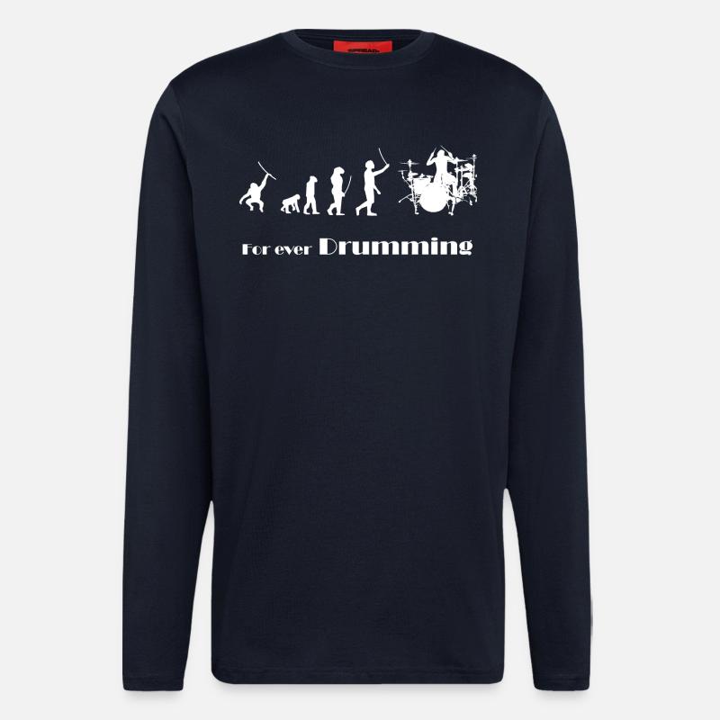 Evolution - Pour toujours jouer du tambour - Manches longues bio décontracté fabriqué en UE - DARK NAVY