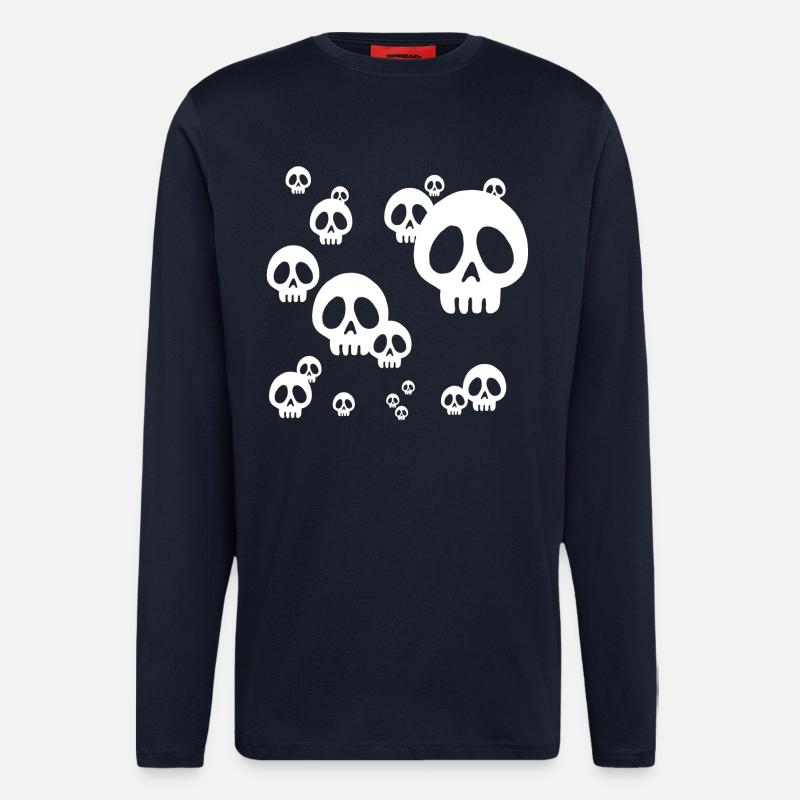 Skull manga invasion (white) - Longsleeve - made by SPREAD  - DARK NAVY