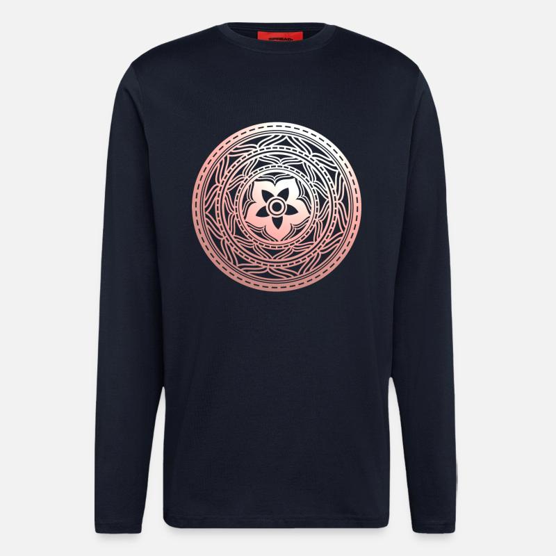 Pastellflorales Mandala-Muster - Langarmshirt - made by SPREAD  - DARK NAVY