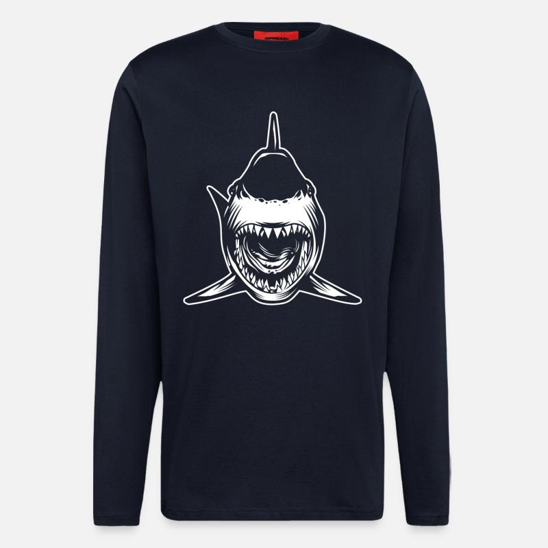 Requin gueule ouverte - Manches longues bio décontracté fabriqué en UE - DARK NAVY