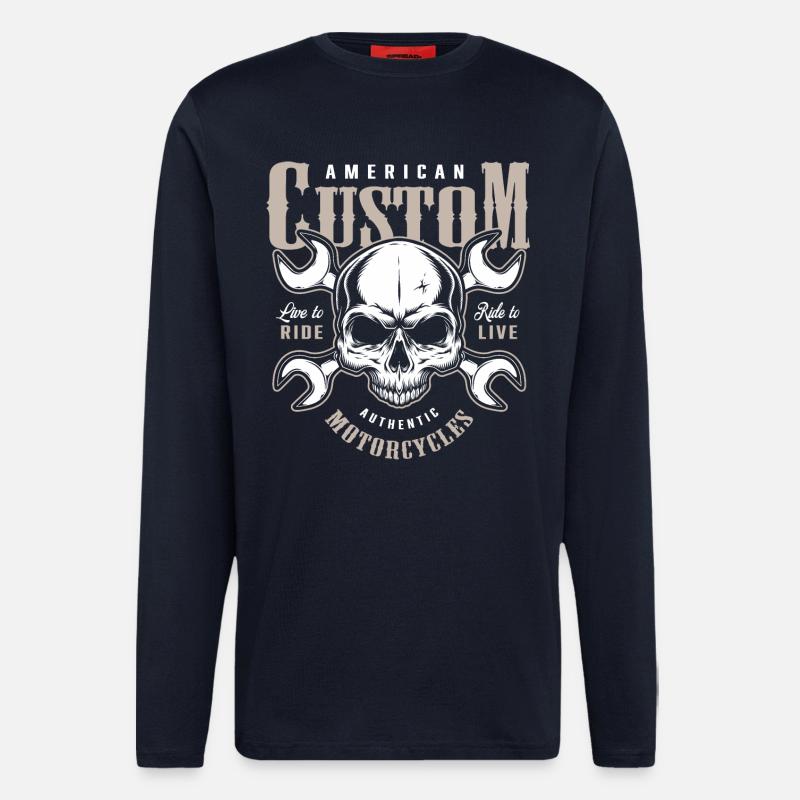 custom motorcycles biker - Longsleeve - made by SPREAD  - DARK NAVY