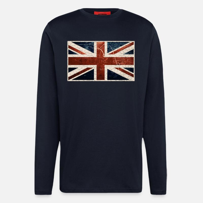 Drapeau anglais - Manches longues bio décontracté fabriqué en UE - DARK NAVY