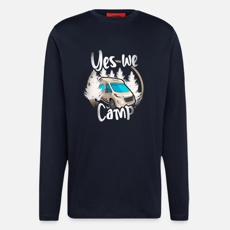 Oui nous campons - Manches longues bio décontracté fabriqué en UE - DARK NAVY