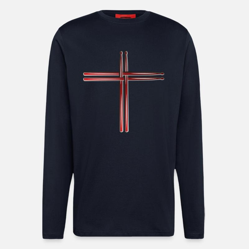 Drum sticks drummer drummer cross - Longsleeve - made by SPREAD - DARK NAVY