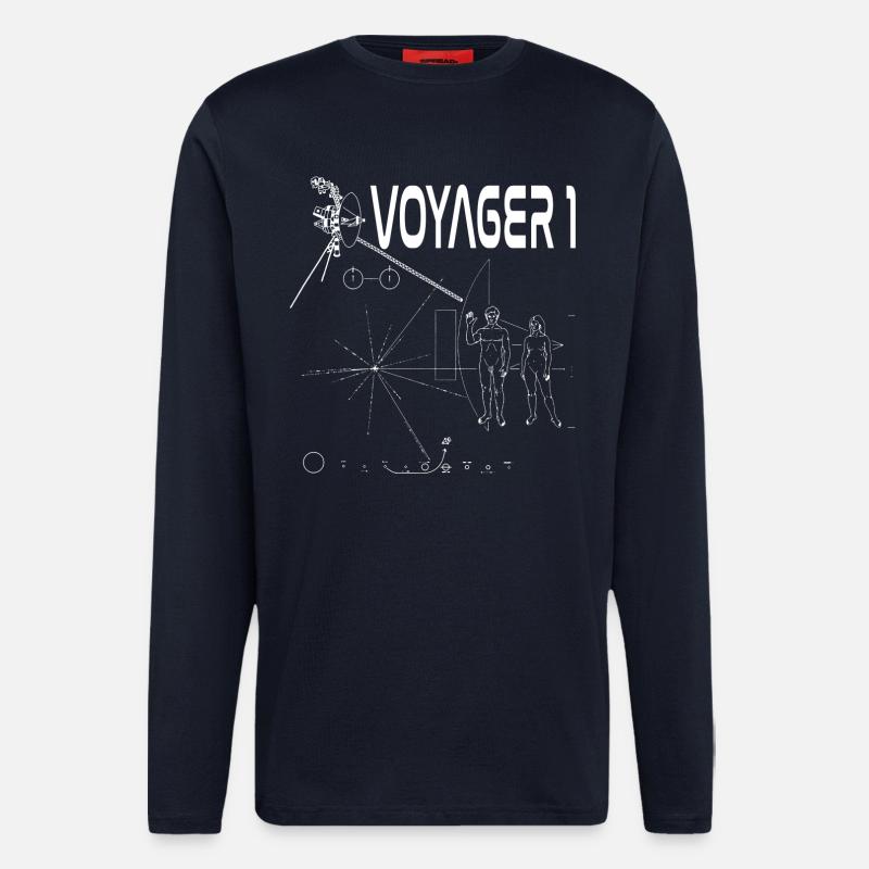 Sonde spatiale voyager 1 blanche - Manches longues bio décontracté fabriqué en UE - DARK NAVY