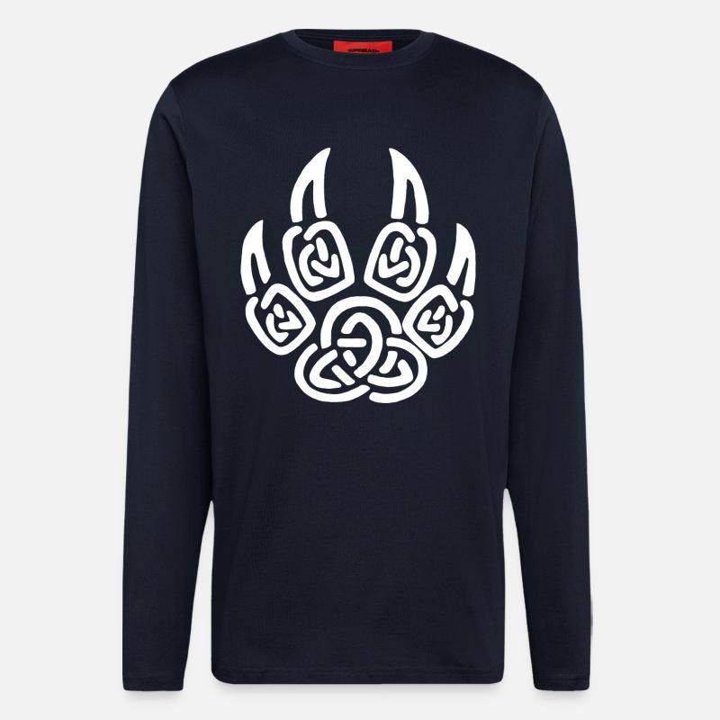 Griffes blanches de loup viking - Manches longues bio décontracté fabriqué en UE - DARK NAVY