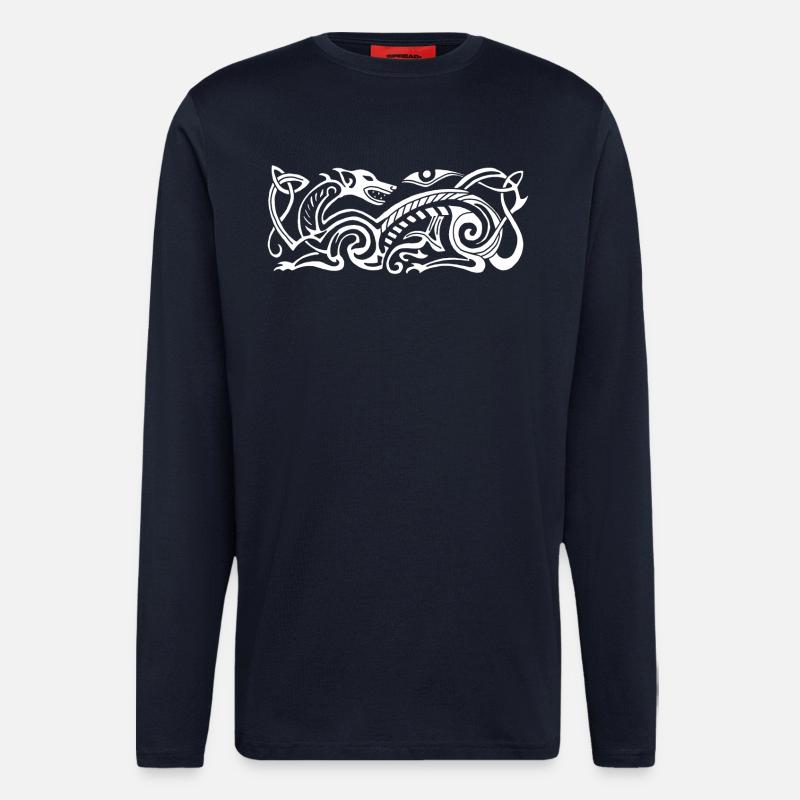 Keltischer Jagdhund (weiß) - Langarmshirt - made by SPREAD  - DARK NAVY