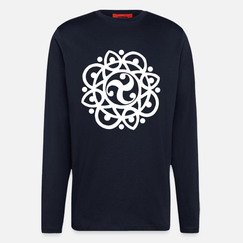 Celtic flower and sun (white) - Longsleeve - made by SPREAD  - DARK NAVY
