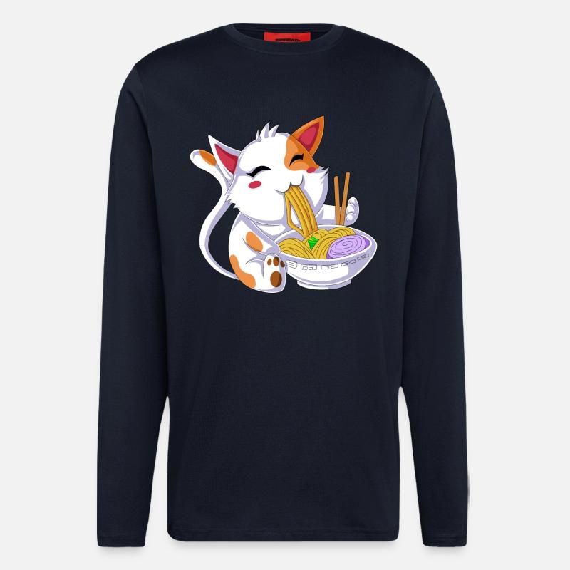 Katze isst Ramen - Langarmshirt - made by SPREAD  - DARK NAVY