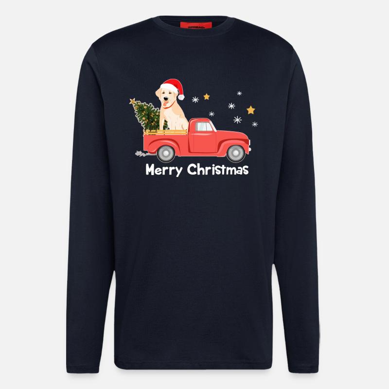 Labrador Weihnachts-Pickup - Langarmshirt - made by SPREAD  - DARK NAVY