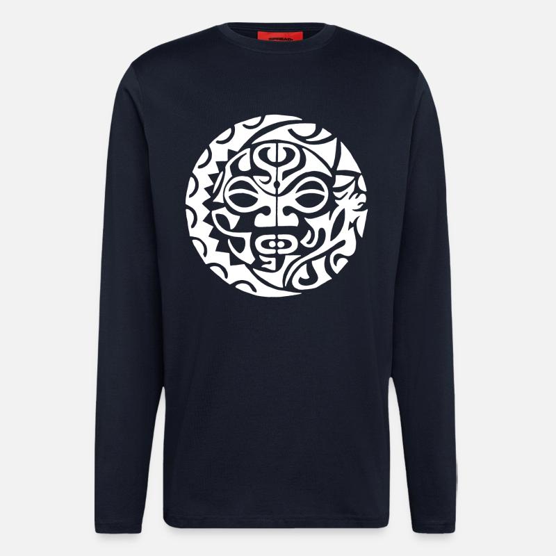 Polynesische Todeskopf weiß - Langarmshirt - made by SPREAD  - DARK NAVY