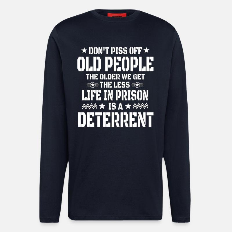 Don't Piss Off Old People - Manches longues bio décontracté fabriqué en UE - DARK NAVY
