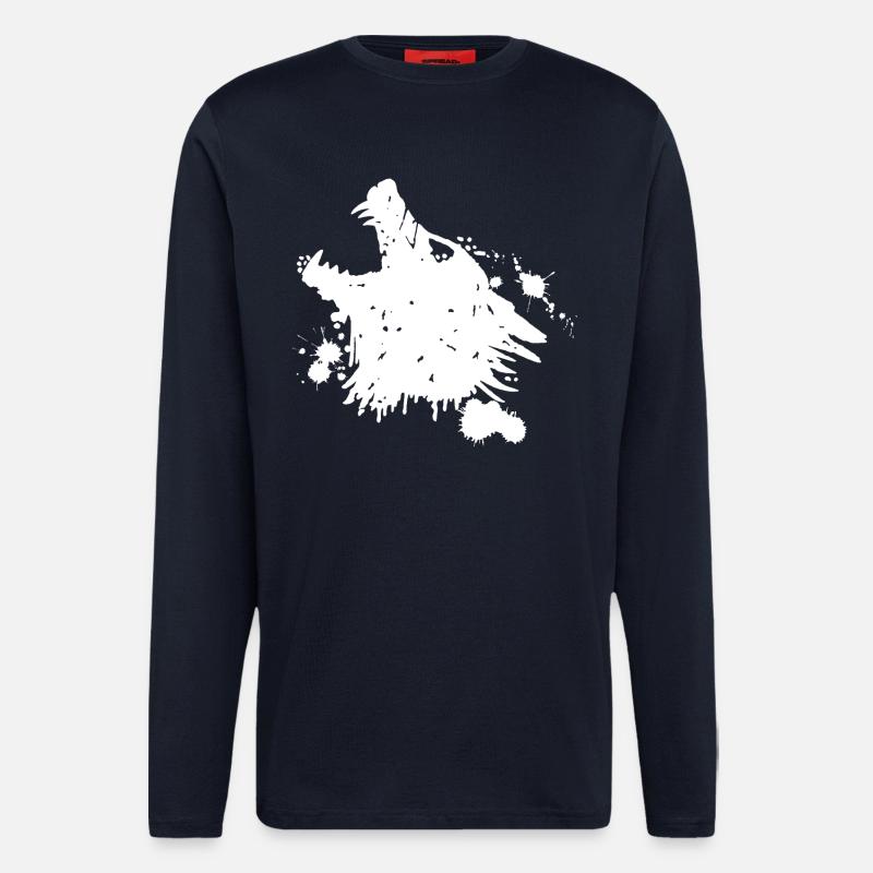 Howling white wolf - Longsleeve - made by SPREAD  - DARK NAVY