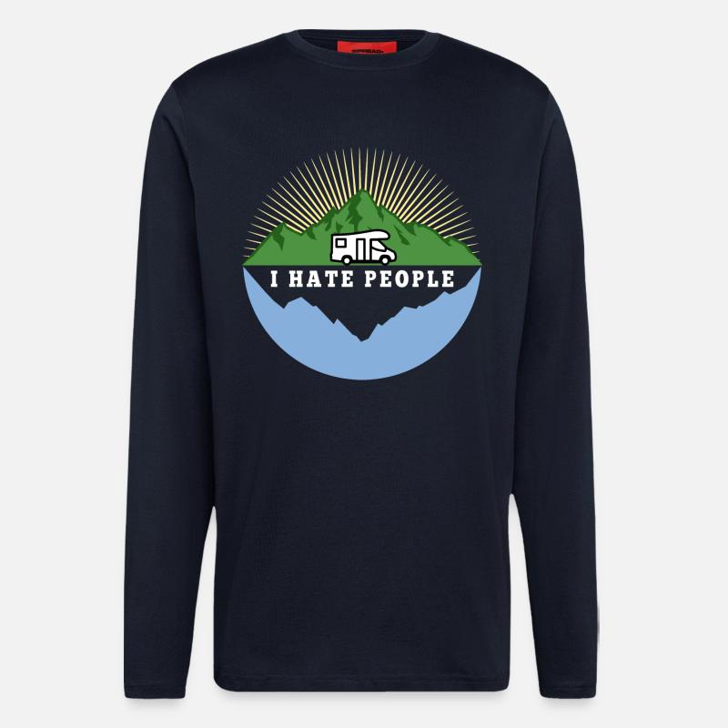 I hate people - Camping Nature Solitude - Manches longues bio décontracté fabriqué en UE - DARK NAVY