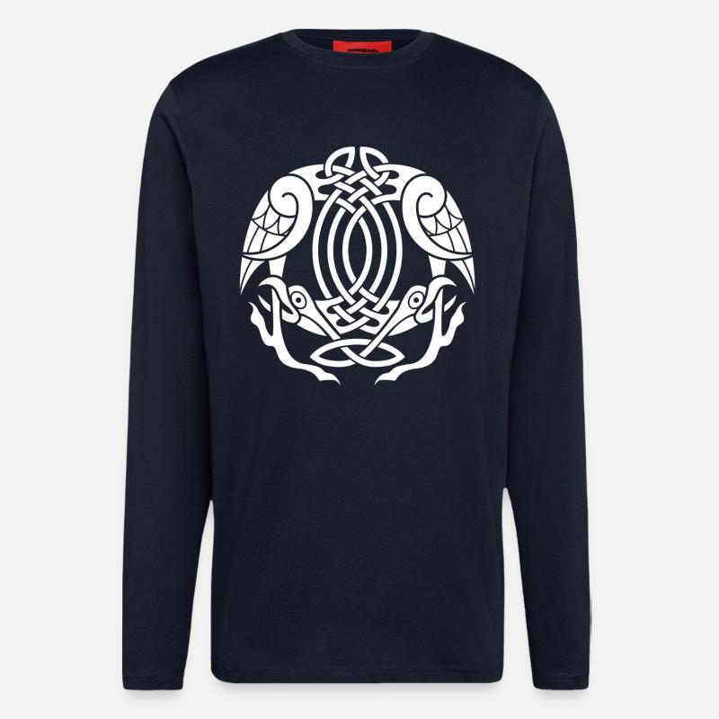 White Celtic eagle - Longsleeve - made by SPREAD  - DARK NAVY