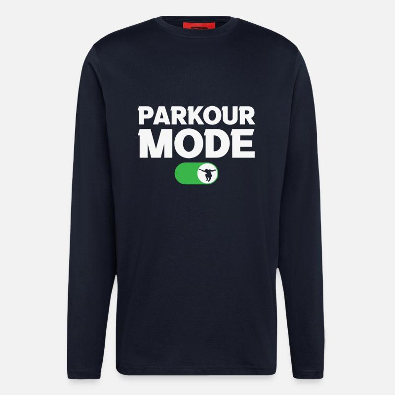 Parkour Lovers Parkour Mode Activé - Manches longues bio décontracté fabriqué en UE - DARK NAVY