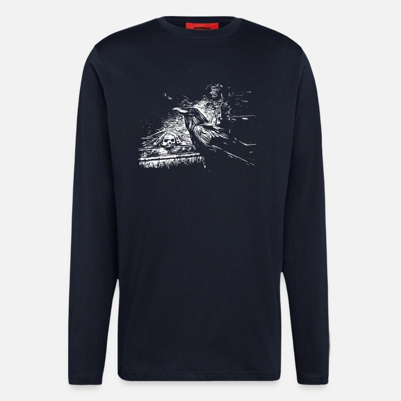 Rabe mit Totenkopf - Langarmshirt - made by SPREAD  - DARK NAVY