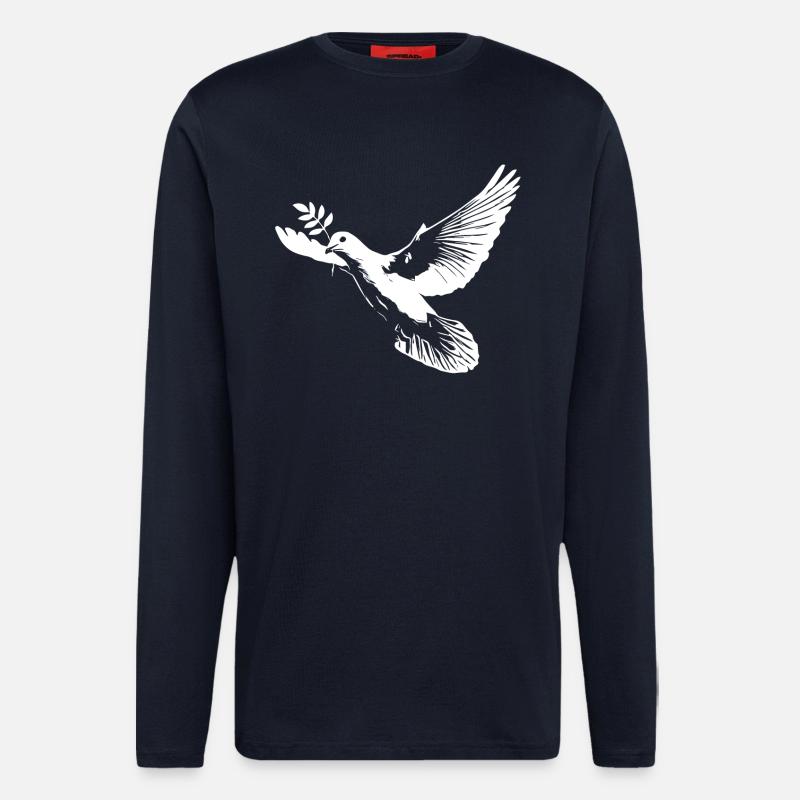 Weiße Friedenstaube - Langarmshirt - made by SPREAD  - DARK NAVY