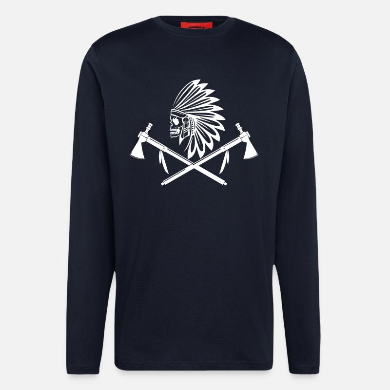 white indian warrior - Longsleeve - made by SPREAD  - DARK NAVY