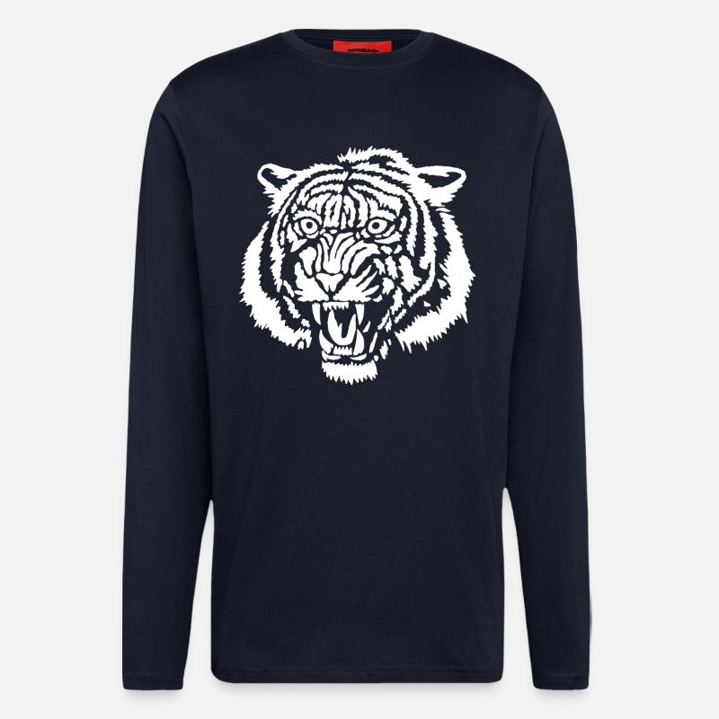 Weißer Tiger Graffiti - Langarmshirt - made by SPREAD  - DARK NAVY