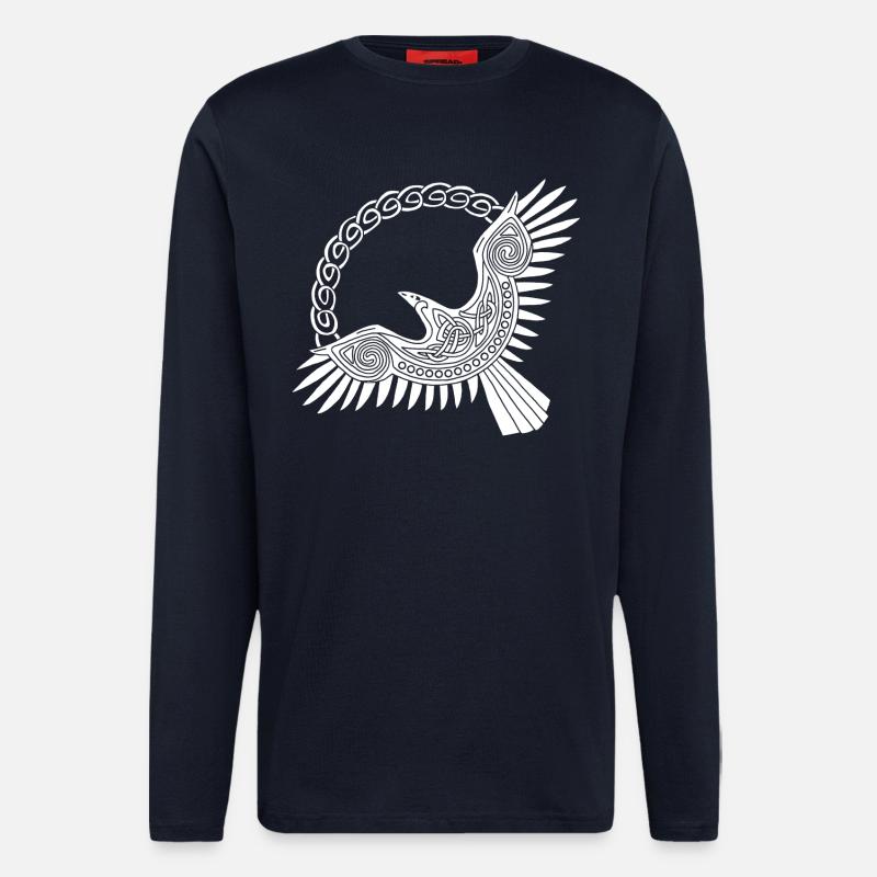white viking eagle - Longsleeve - made by SPREAD  - DARK NAVY