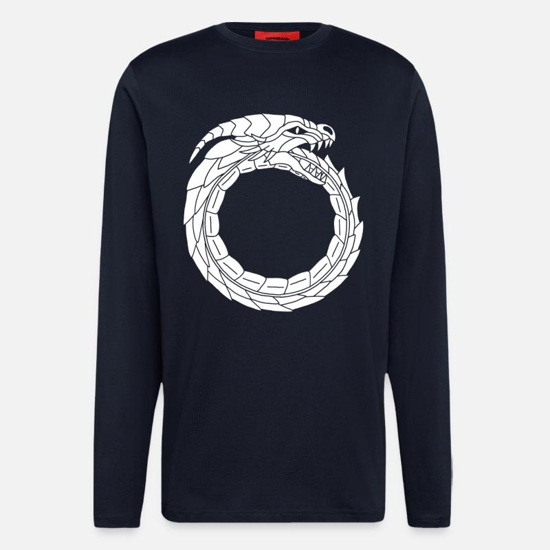 Dragon blanc dévoreur - Manches longues bio décontracté fabriqué en UE - DARK NAVY