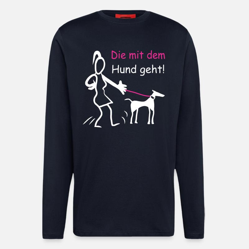 Die mit dem Hund geht ! - Langarmshirt - made by SPREAD  - DARK NAVY