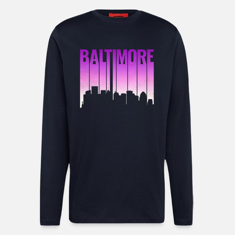 Baltimore Skyline Gradient - Langarmshirt - made by SPREAD  - DARK NAVY