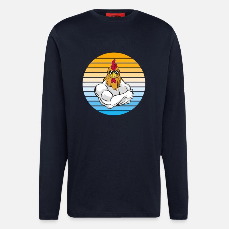 Huhn mit cooler Sonnenbrille - Langarmshirt - made by SPREAD - DARK NAVY