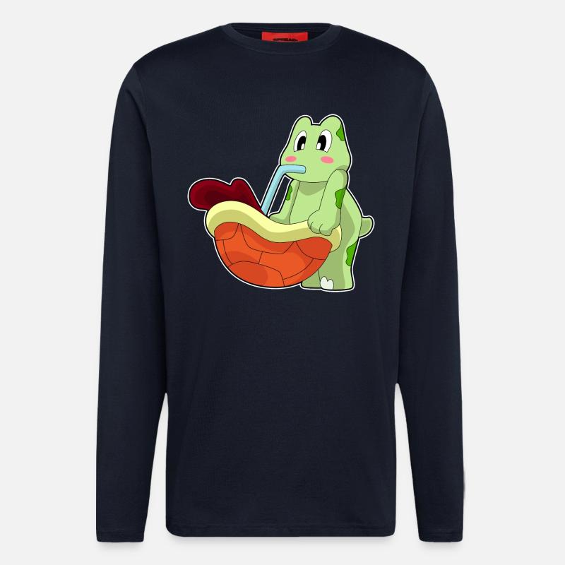 Schildkröte Kaffee Becher - Langarmshirt - made by SPREAD  - DARK NAVY