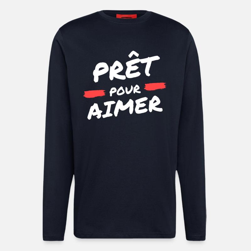 Prêt pour aimer, saint Valentin - Manches longues bio décontracté fabriqué en UE - DARK NAVY