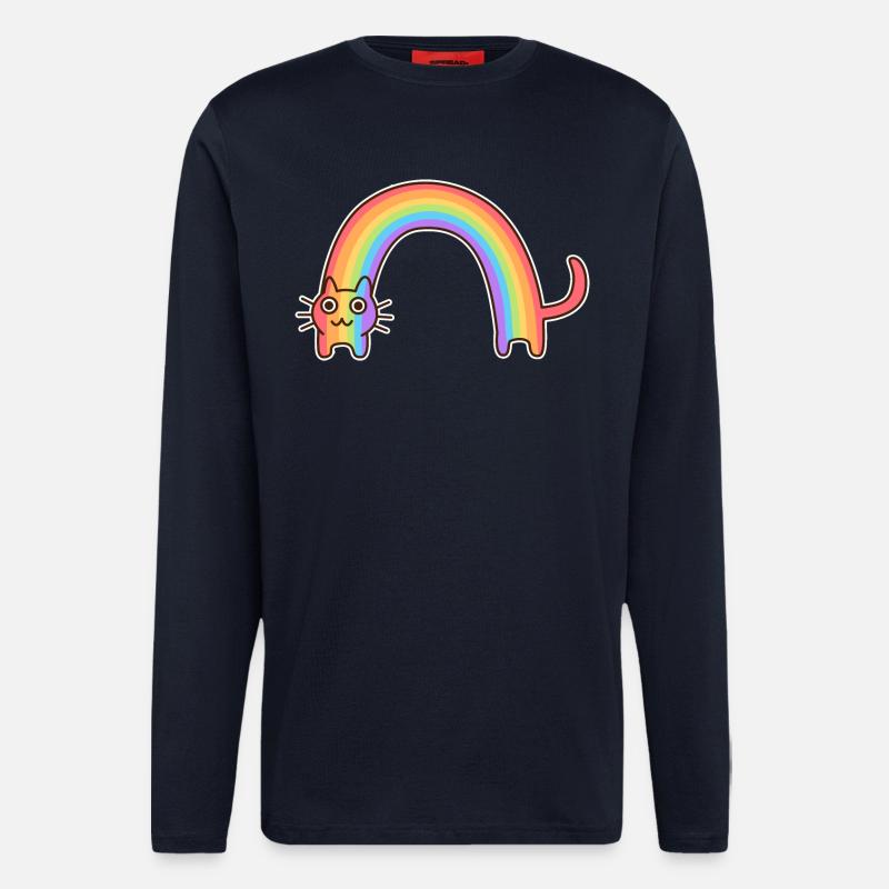 Regenbogenkatze. Buntes Design der Katze * - Langarmshirt - made by SPREAD - DARK NAVY
