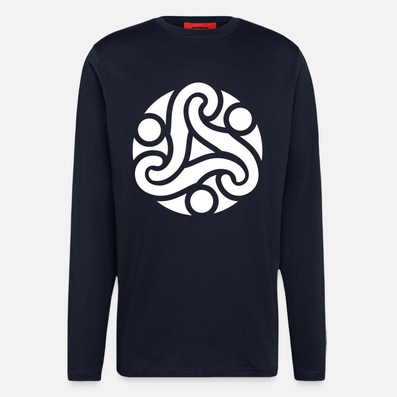 Keltisches Schutzsymbol (weiß) - Langarmshirt - made by SPREAD  - DARK NAVY