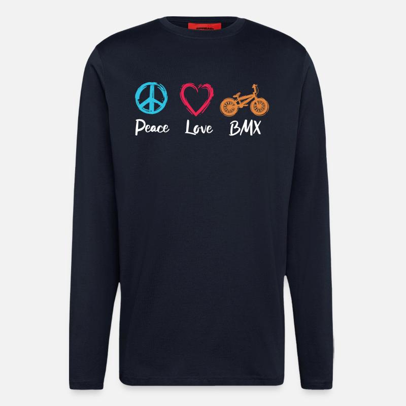 Frieden Liebe BMX - Langarmshirt - made by SPREAD  - DARK NAVY
