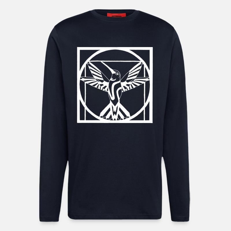 Vitruvianer weißer Vogel - Langarmshirt - made by SPREAD - DARK NAVY