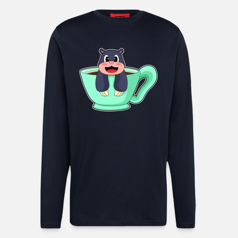 Maulwurf Tasse Kaffee - Langarmshirt - made by SPREAD  - DARK NAVY