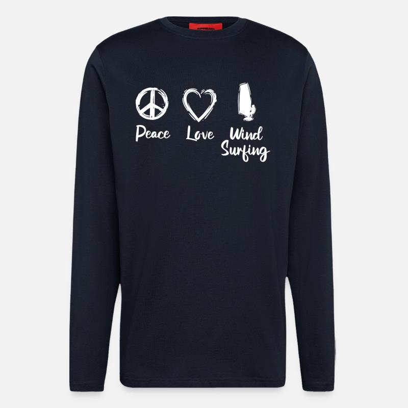 Peace Love Wind Surf - Manches longues bio décontracté fabriqué en UE - DARK NAVY