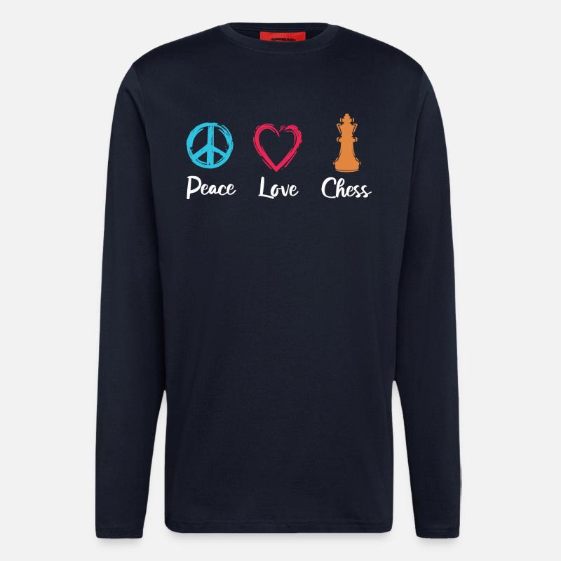 Frieden Liebe Schach - Langarmshirt - made by SPREAD  - DARK NAVY