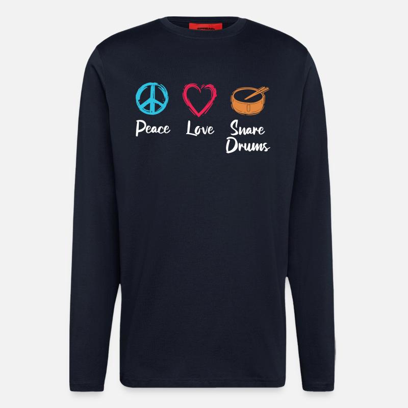 Frieden Liebe Trommel - Langarmshirt - made by SPREAD - DARK NAVY