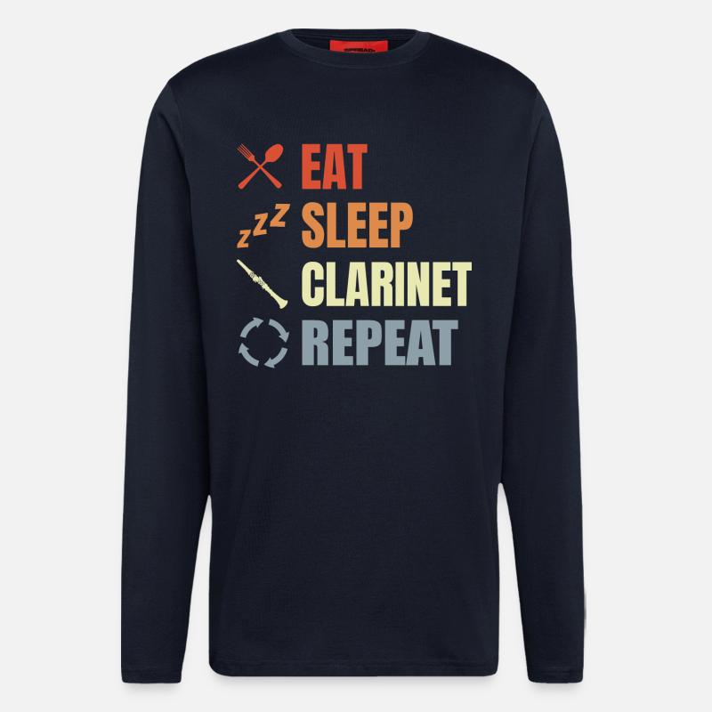 Eat Sleep Clarinet Repeat - Langarmshirt - made by SPREAD - DARK NAVY