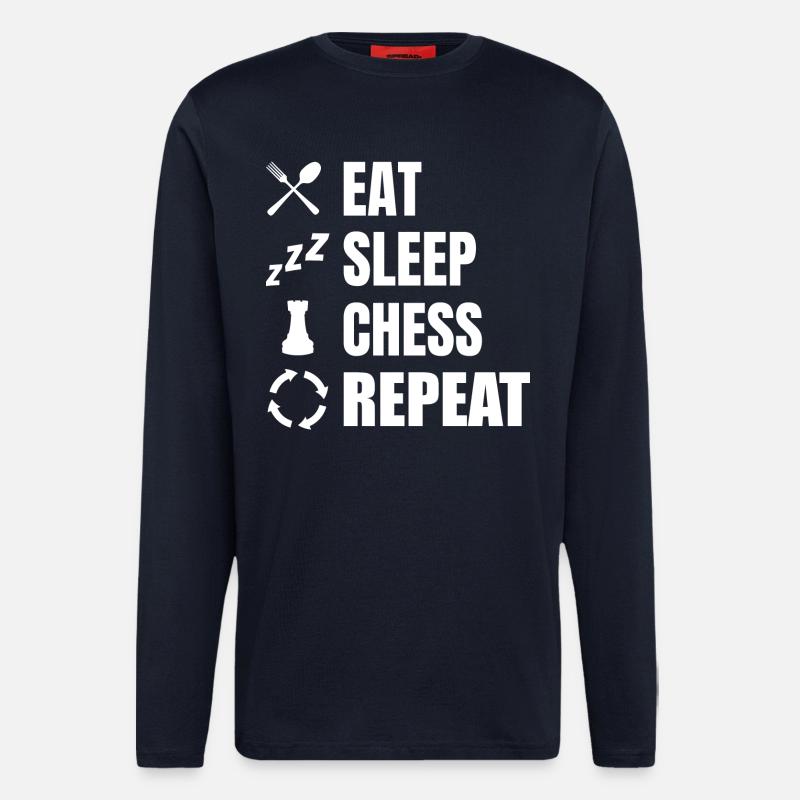 Eat Sleep Chess Repeat - Langarmshirt - made by SPREAD  - DARK NAVY