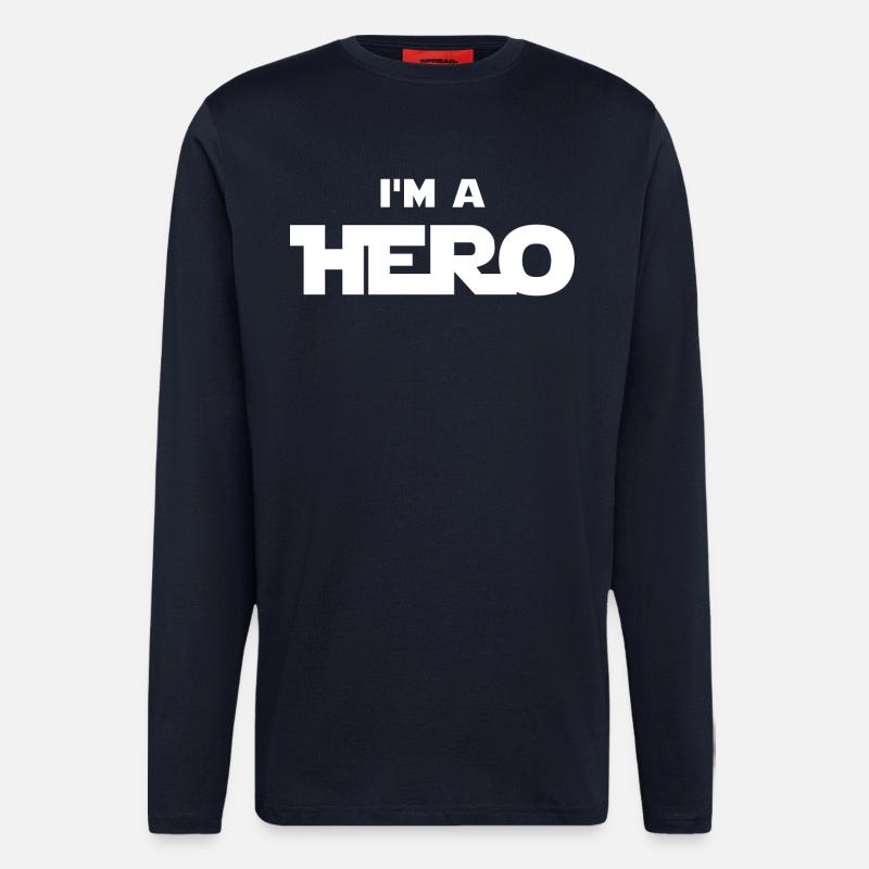 Ich bin ein Held (weiß) - Langarmshirt - made by SPREAD - DARK NAVY