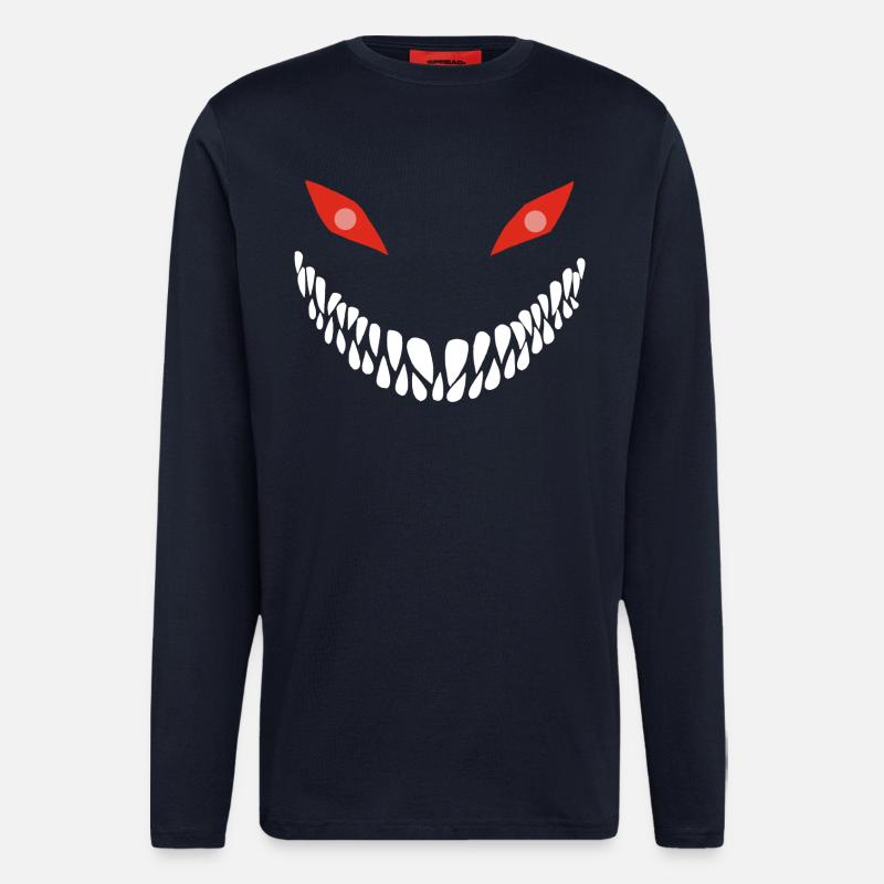 Sourire carnivore - Manches longues bio décontracté fabriqué en UE - DARK NAVY