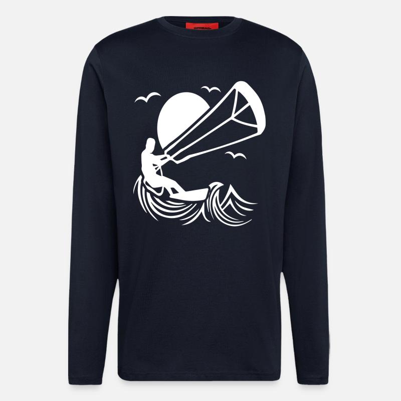 Kitesurfer in Aktion Silhouette - Langarmshirt - made by SPREAD  - DARK NAVY